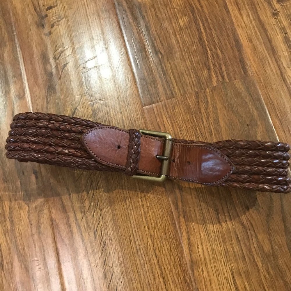 Vintage Leather braided wide belt